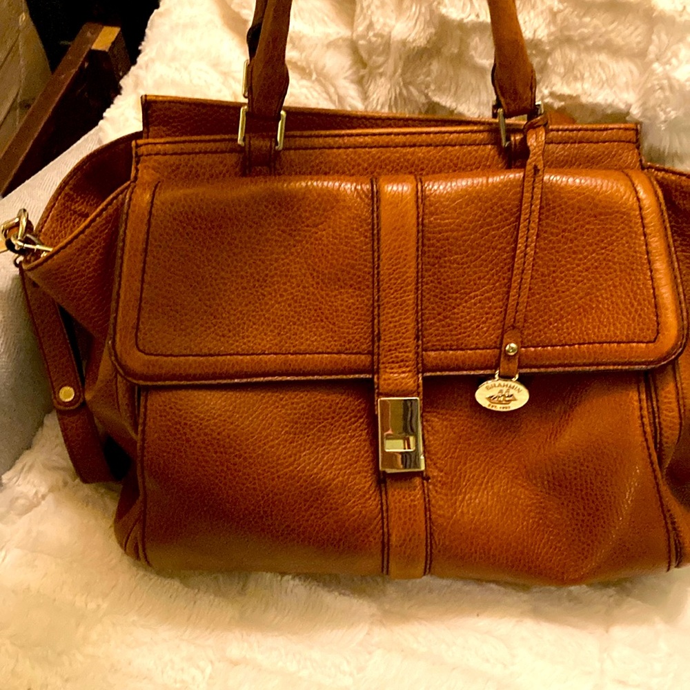 Brahmin Taylor Cognac Brown Leather Newbury Satchel